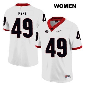 Women's Georgia Bulldogs NCAA #49 Koby Pyrz Nike Stitched White Legend Authentic College Football Jersey KDY6854NZ